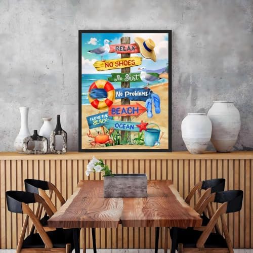 ARPADAMO Beach Sign Diamond Art Kits for Adults Diamond Painting 12x16in