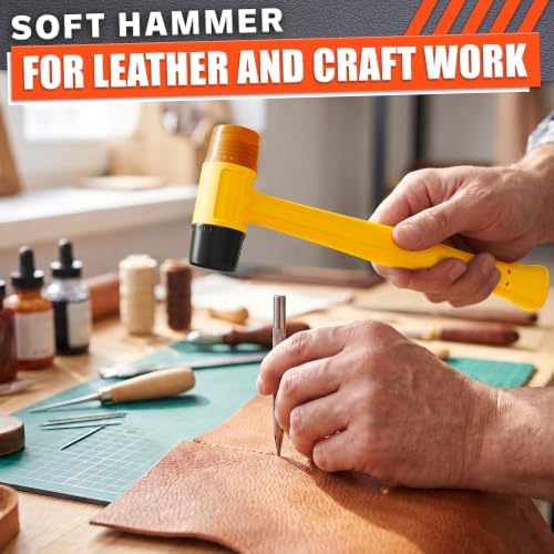 Small Rubber Mallet Hammer 1", 25mm Two Sided Head, 9.8 Inch Handle