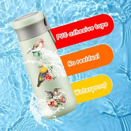 50Pcs Vintage Stickers,Waterproof Transparent PET Aesthetic Decorative Sticker Scrapbooking Supplies for Adult Card Making Letters Planner Journaling Junk Journal DIY Water Bottles Art Craft,Bird