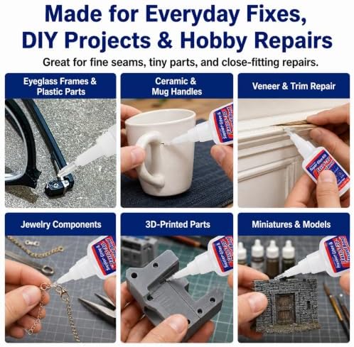 2 Pack Super Glue Kit, 2 x 1.06 fl oz Thin Liquid CA Glue, Anti-Clog Caps