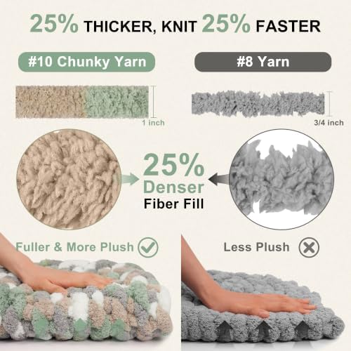 Chunky Yarn for Hand Knitting, #10 Chunky Blanket Chenille Yarn, Large Bulky Thick Jumbo Yarn, Super Chunky Knit Yarn for Crocheting, 8 Skein (8 oz 20 yds Each Skein), Tie Dye Multi Green