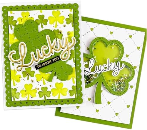 Scrapbooking Die-Cuts for Card Making, Christmas Metal Cutting Dies, Paper Craft Punch Template, Background Embossing Stencils, DIY Album Décor (Lucky Clover-9.6x12.6cm)