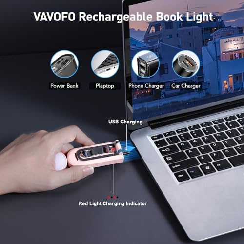 VAVOFO USB Rechargeable Book Light, Bookmark Clip on LED Reading Light