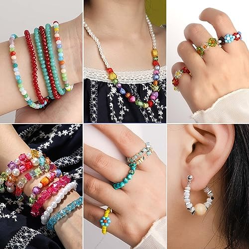 FANDAMEI 0.5mm Elastic Bracelets Strings Cord, Elastic Crystal Stretch Bead Cord for Jewelry Making, Clear Stretchy Elastic String Cord for Beading, Transparent Thread for Bracelet Necklace Making