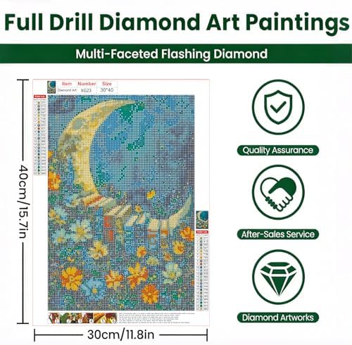 CraftBliss 5D Diamond Painting Kits for Adults, Magical Night Sky Moon and Books, Wildflower Floral Gem Art Kit, Aesthetic Galaxy Wall Decor, Gift for Book Lovers, 12x16 inch (30x40cm)