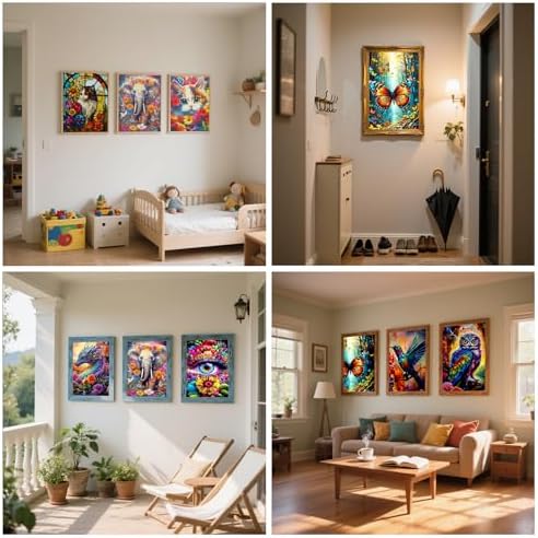 12 Pk Diamond Painting Kits for Adults,Bulk Diamond Art Kits Gem Art for Adults Multiple Pack,DIY Full Drill Animal Diamond Art Packs Bundles for Beginners, Home Wall Decor 12 x 16 Inch TYPE2
