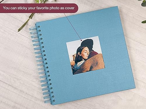 potricher 10 x 10 Inch DIY Scrapbook Photo Album 80 Pages, Blue | Thick Kraft Paper Scrap Book Photo Albums, Memory Book for Wedding, Anniversary, Baby, Family, Travel, DIY Projects