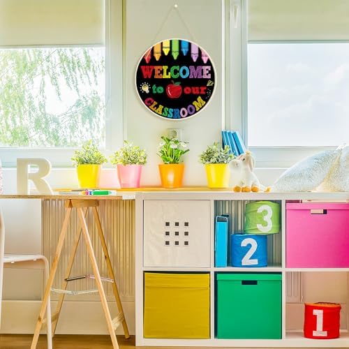 Large Welcome Sign for Classroom Decoration Crafts Hanging to Paint DIY Blank Unfinished Back to School Door Wreath for Front Door Wall Signs Welcome to Our Class Signs for Teacher Supplies
