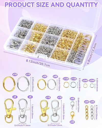 990PCS FIVEIZERO Keychain Making Kit, Mixed-Color Keychain Clips & Key Ring