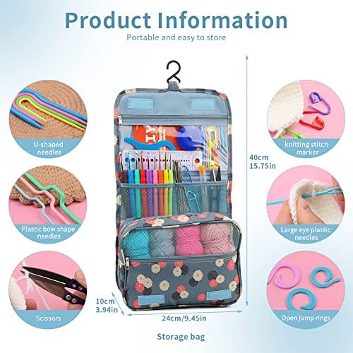 130 Pcs Crochet Starter Kit, Crochet Kit for Beginners with 12 Colors Yarn