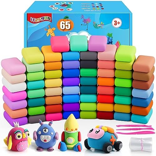 ifergoo Air Dry Clay, 65 Colors Magic Foam DIY Molding Clay for Slime | DIY Molding Toys with Sculpting Tools, Ultra Light & Soft, DIY Crafts School Projects, Gifts for Ages 3-12 Boys & Girls Kids