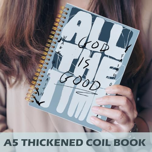 Yhtrg Blue Christian Spiral Notebooks, God Is Good All the Time Bible Journal Notebook, Bible Jesus Notebook for Note Taking, Christian Gifts for Women Men, 5.5x8.3 Inch
