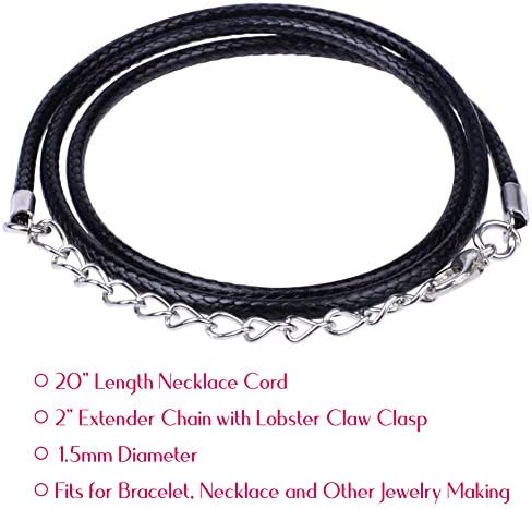 Selizo 100Pcs Necklace Cord for Jewelry Making, Black Waxed String Bracelet Making Supplies