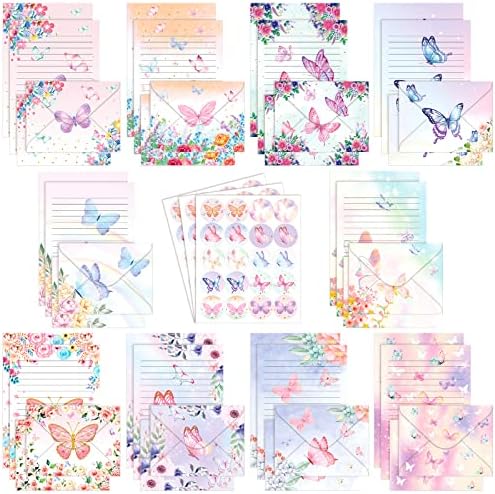 TaoBary 160 Pcs Watercolor Butterfly Stationery Paper and Envelopes Set