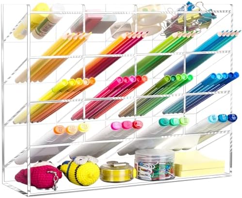 BEYGORM Acrylic Vertical Marker Organizer for 200 Markers, Desk Orgaizer