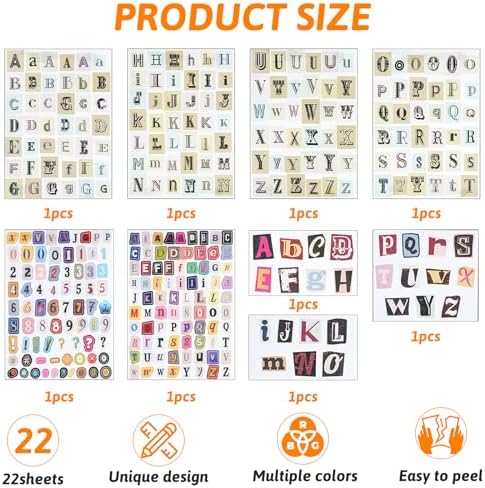 1466Pcs Magazine Letter Stickers Waterproof Alphabet Number Stickers