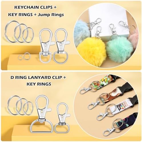PAXCOO 300PCS Keychain Making Kit, Keychain Craft Supplies Including Key Chain Clips, Lanyard Snap Hooks, Key Rings and Jump Rings for Key Chain Making, Purse Making, Lanyard Making