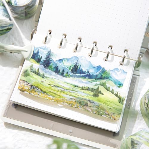 PET Tape Stickers for Journaling Supplies,Mountain Sea Scrapbook Stickers