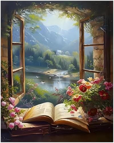CRZMODE Book Paint by Numbers Kit for Adults, Book Paint by Numbers for Adults, Acrylic Painting Crafts for Home Decor Gift (16x20inch)