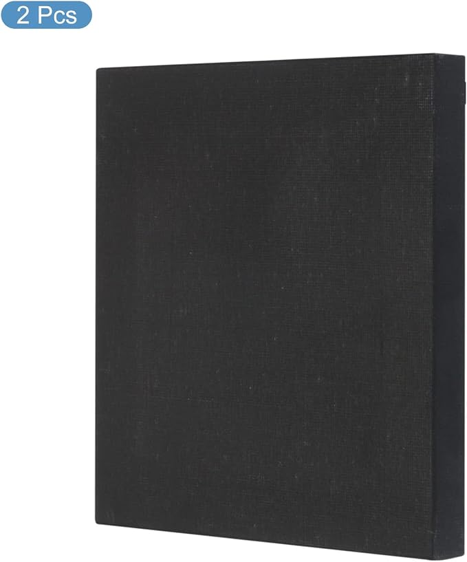 PATIKIL Paint Canvases Panel for Painting, 2 Pack 6x6 Inch Square Wood Frame Stretched Blank Art Board Panels for Acrylic, Oil, Tempera Painting, Black