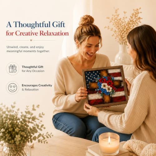DOTSTART 5D American Cross Diamond Art Kits for Adults, Full Drill Round