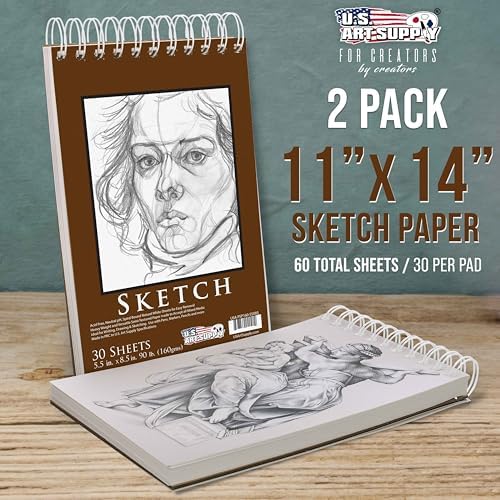 U.S. Art Supply 5.5x8.5 Premium Heavy-Weight Paper Spiral Bound Sketch Pad
