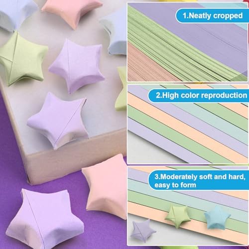 FoDau770 Solid Color Star Paper Strips - 1080 Sheet, Morandi Colour