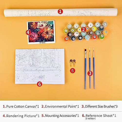 TUMOVO Paint by Number, Flowers Paint by Numbers for Adults Beginner, Chrysanthemum Oil Painting by Numbers on Canvas, Modern Painting Kit with Brushes and Pigment, 16x20 Inch
