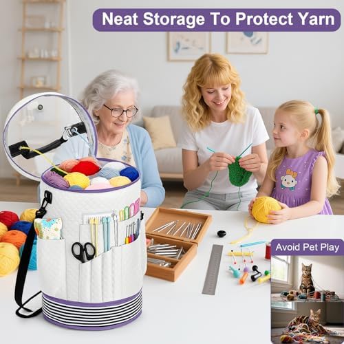 Crochet Yarn Knitting Bag 3PCS Expandable Large Yarn Storage Organizer Bag