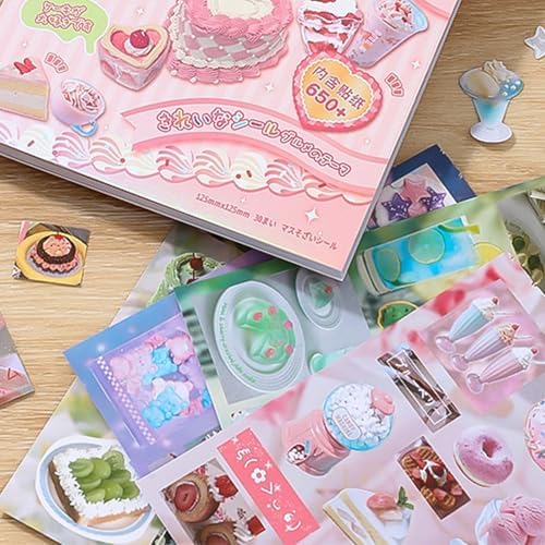 1300+ Pcs Japanese Sticker Book- Aesthetic Cute Y2K Retro Sticker Book - Japanese Stationery Stickers for Scrapbooking, Journals, Planners, Water Bottles & Junk Journal Supplies