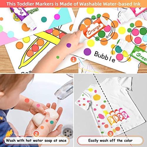 Soucolor 16-Pack Washable Dot Markers for Kids & Toddlers,8 Vibrant Colors
