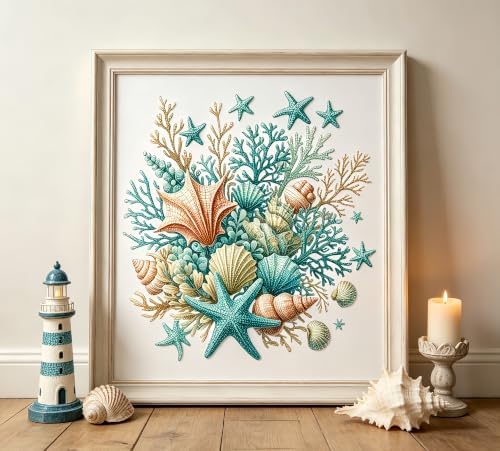 Diamond Painting Kits for Adults,Sea Shells Diamond Art 13.7X13.7 inch