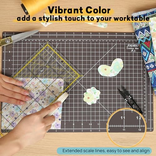 Self Healing Cutting Mat 18" x 12", A3 Double-Sided for Sewing & Quilting | Non-slip, 5-Ply Rotary Cutting Mat for Crafts Cutting Fabric Scrapbooking, and Small Modeling Projects, Espresso Brown