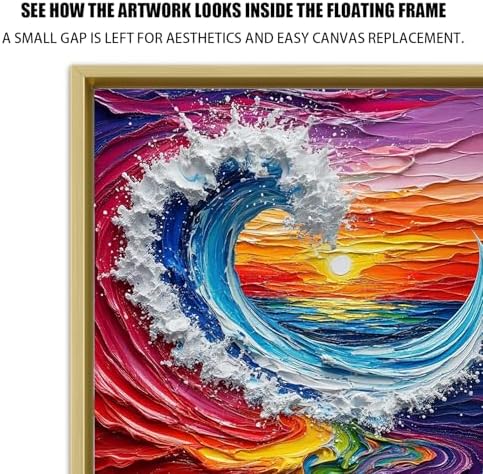Floating Frames for Canvas,Wood-Look Frames for 1.25" Thick Canvas Paintings,Floater Frame Kit Available in 50 Sizes and 4 Colors for Room Wall Decor and Art Decor (10x20inch Champagne Gold,)