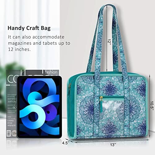 FINPAC Sewing and Craft Supplies Storage Tote Bag with Clear Pockets