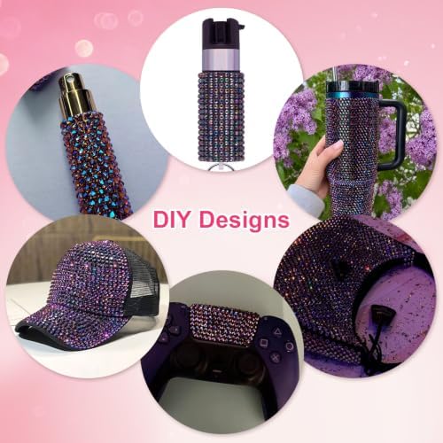 6000PCS Resin Jelly Rhinestones for Crafting, Black-Bottom Purple Red AB Flatback Gems, Bedazzling Crystal with 10ml B7000 Jewelry Glue and Tweezers Dotting Pen for DIY Crafts Clothing Shoes Nail Art