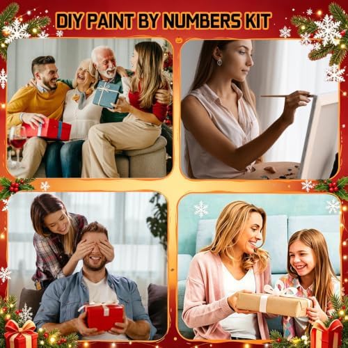ICYANART Christmas Paint by Numbers Kit for Adults Beginner 16x20Inch