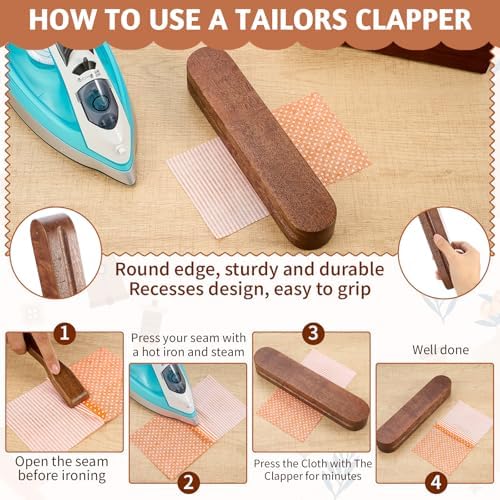 AceOrbit 3 Pcs Wooden Clapper Sewing Quilting Tool Set, Starter Set