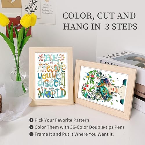 Coloring Books for Adults with 30 Patterns Positive Quotes Large Print