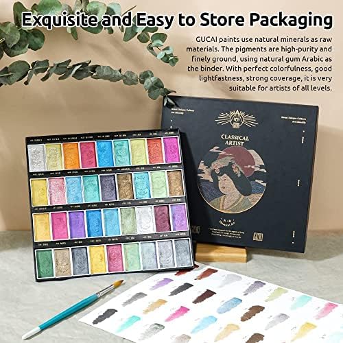 Paul Rubens Watercolor Paint Set, 36 Classical Glittery Colors Solid Paints