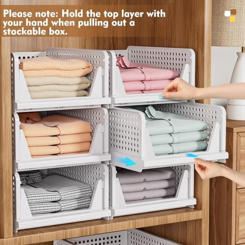 Upgraded Closet Organizers and Storage, Stackable Closet Organizer Basket