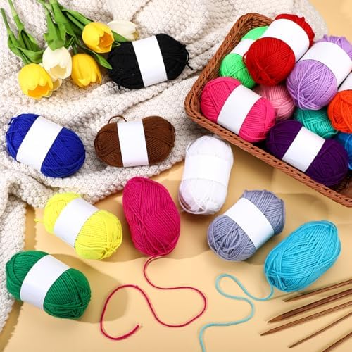 Coume 36 Polyester Yarn Skeins for Crocheting 50g 3268 Yards Multicolor DIY Soft Cotton Yarn Bulk for Weaving Knitting Beginners Dolls Gifts Crafts(18 Colors)