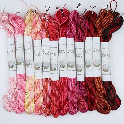 KCS Big skeins of 25 Meters Size 25 Color Variegated Cross Stitch Stranded Threads,12 skeins,05