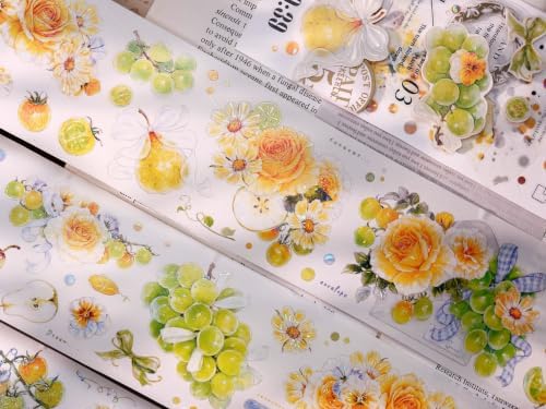 XiaoBaiJia Green Grape Vine,Pre-Cut Washi Paper Shell Light Tape, Washi Stickers,2.36" x5.47 YD for Journal Stickers Journaling Planner Scrapbooking Junk Journal Stickers Craft Supplies