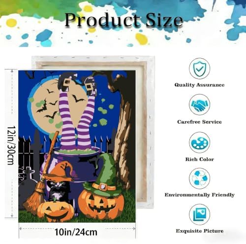 TCDZMYGS Halloween Paint by Numbers Kit for Adults-Witch,with Frame 10x12In