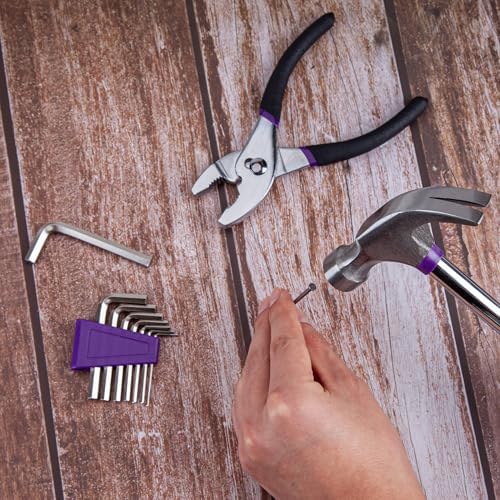 CARTMAN Complete Household Tool Set, Purple Hand Kit With Storage Case | Versatile tool assortment for home repairs, DIY projects, furniture setup, crafting, and daily household fixes in toolbox.