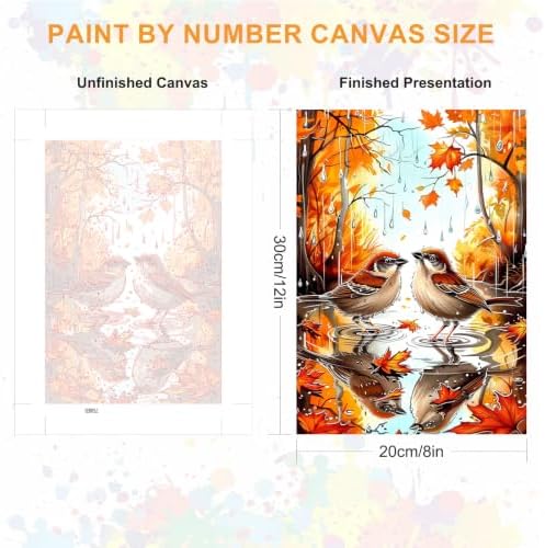 SENQAO Bird Paint by Numbers Kit for Adults Beginner, Fall Hummingbird Adult Paint by Number Kits on Canvas, DIY Acrylic Oil Easy Painting by Numbers for Home Wall Decor 8X12 inch