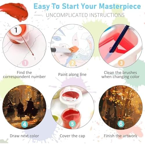 AIBOERL Paint by Numbers Kit for Adults Beginner,Fall Witch, 12X16In