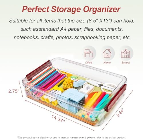 CATOOMUU 2-Pack 9x13 Clear Plastic Project Case Stackable Storage Box