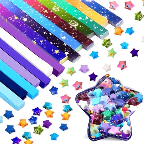 Vodolo Star Origami Paper ,1880 Sheets Solid Color Gradient Color Strip Double Sided Origami Stars Paper Lucky Star Decoration Paper Strips DIY Hand Art Crafts